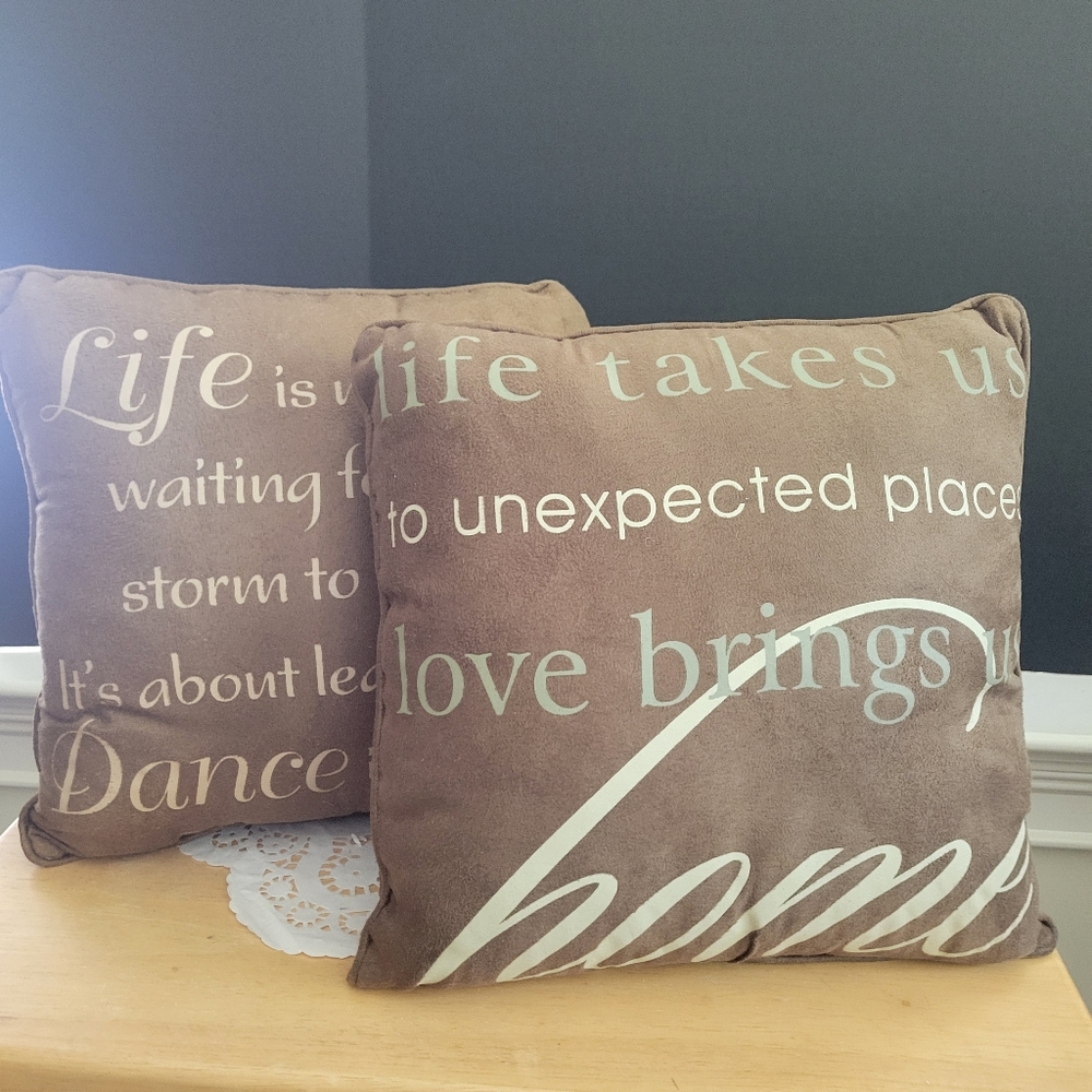 Pair of Inspirational Brown Toss Pillows